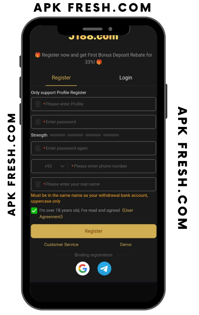 J188 Game Register Page